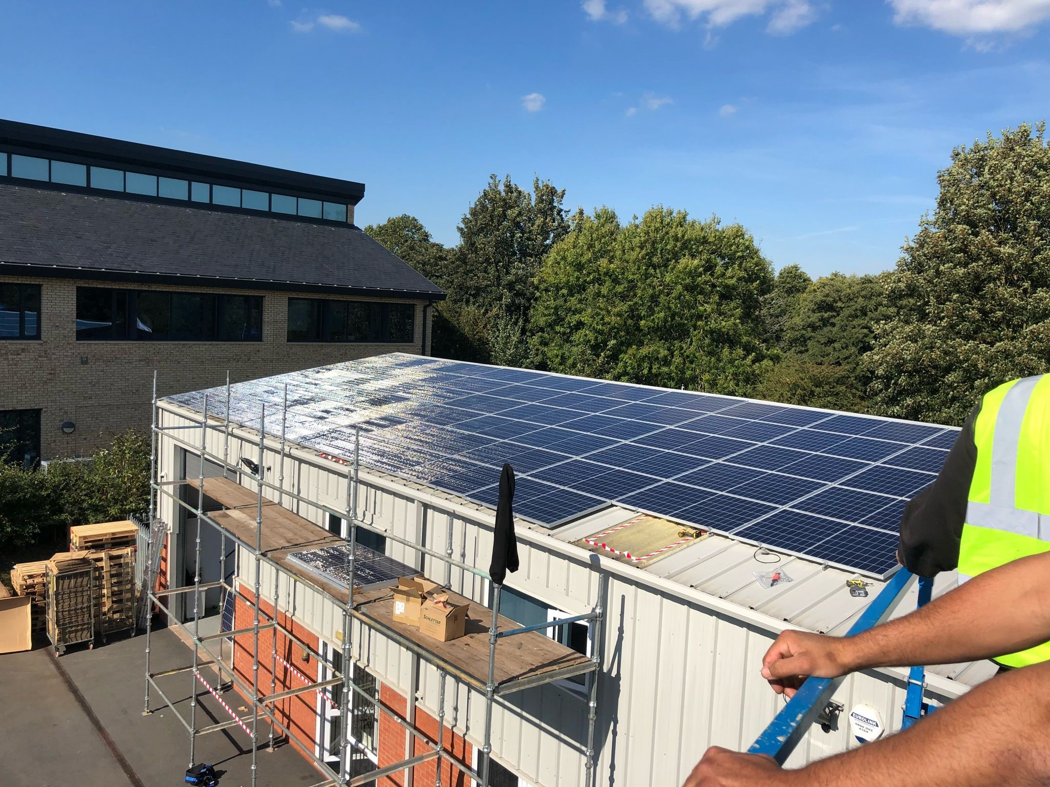 Solar panels on the warehouse roof